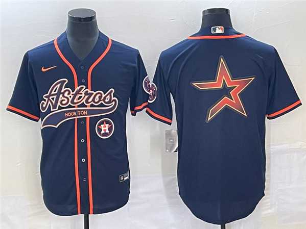 Men%27s Houston Astros Navy Team Big Logo With Patch Cool Base Stitched Baseball Jerseys->houston astros->MLB Jersey